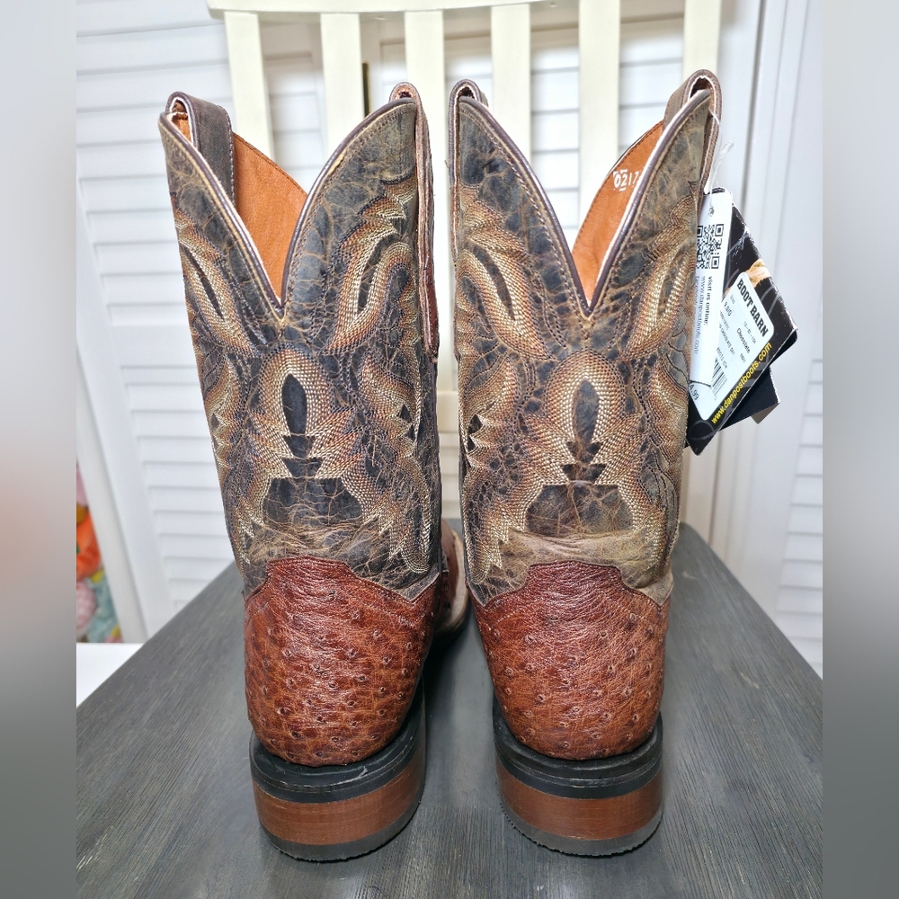 Dan Post Alamosa Exotic Ostrich Cowboy Certified Boots DP3875 Men's Size 9 D - Picture 4 of 8